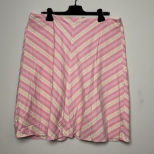VTG Tommy Hilfiger Y2K Pink Striped Chevron Skirt A-Line Preppy Cotton Sz 16
