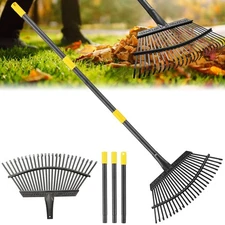 Rake, Garden Rake for Leaves, Heavy Duty Metal Leaf Rakes with 37-65 inch Adj 