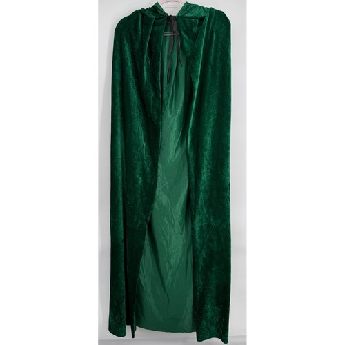 Green Velvet Hooded Cloak Full Length Lined Cape Medieval/Renn Faire Sz OS