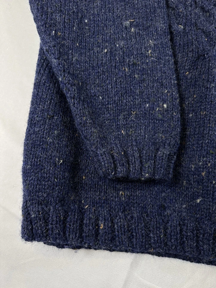 VTG Gap Chunky CableKnit Wool Sweater Men L Blue Grandpa Fisherman 90s Y2K Twill - Image 4 of 4