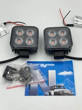 Nilight 2PCS 3Inch 15W Amber LED Pods Square Built-in EMC Work Light Flood Beam