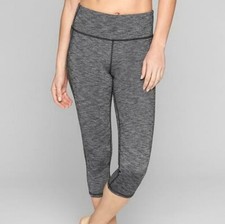 ATHLETA CHATURANGA CAPRI CROP LEGGINGS WOMEN'S SIZE SMALL SPACE DYE GRAY RUN GYM