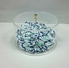 Espositore da banco in plexiglass trasparente per caramelle a forma cilindrica