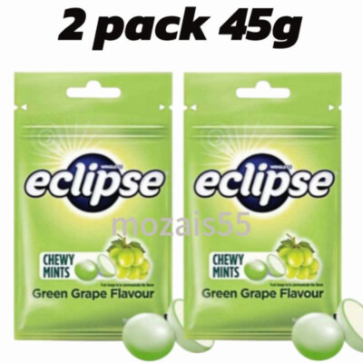 Chewy Mints Wrigley's Eclipse Green Grape 2Pack 45g Free Shipping