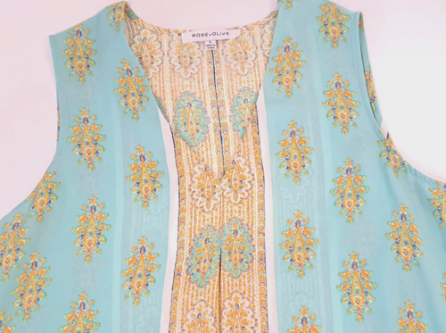 Rose & Olive Y2K Boho Tank Top Women's Small Sleeveless Blouse Geometric - Picture 2 of 5