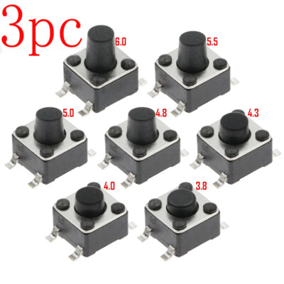 3pc 4.5X4.5 Push Button Switch Light Touch 4.3 5 6 7 8 9 10 11 Power 4Pins DIY