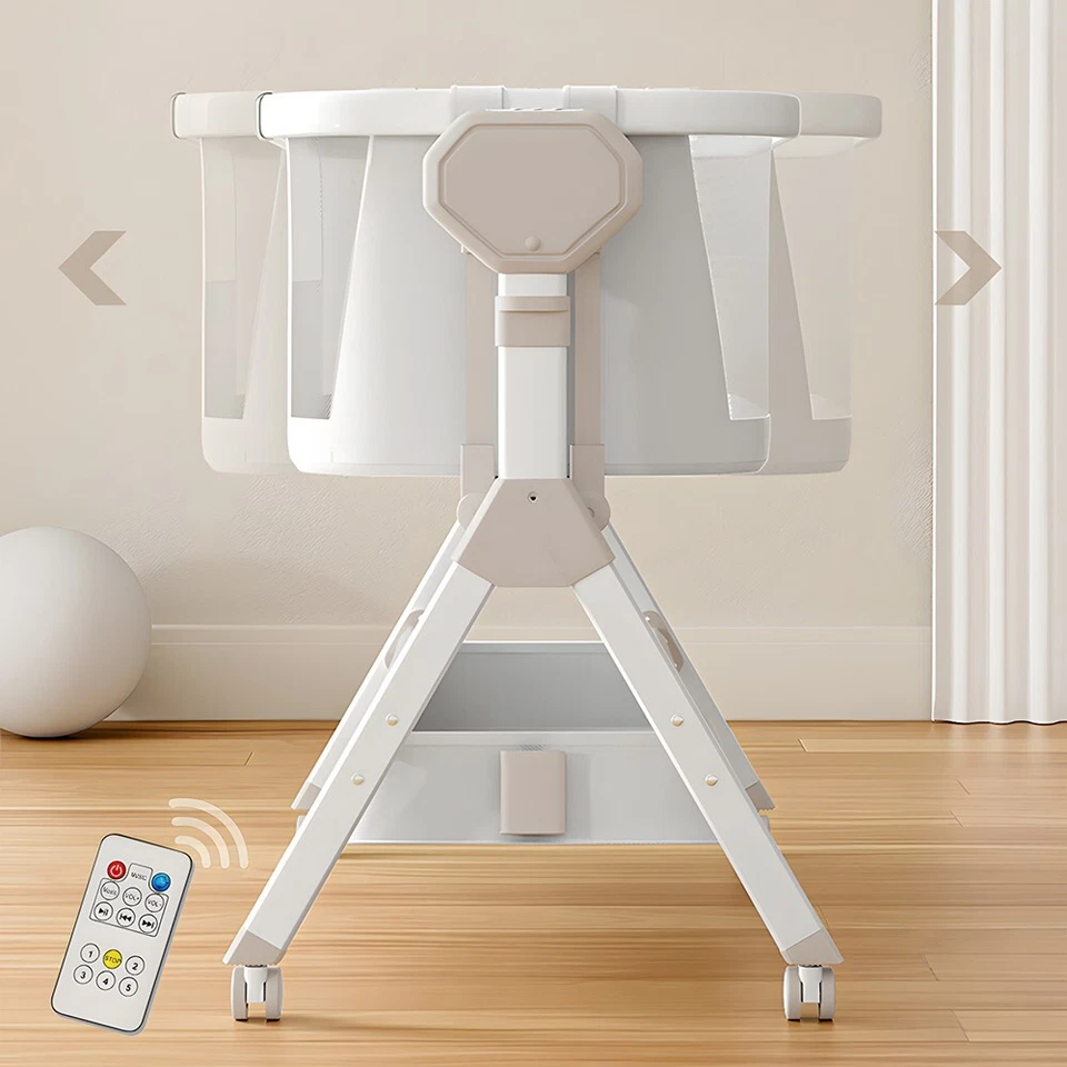 Колыбель, электрическая люлька-качалка для ребенка, прикроватная кровать, новая коричневая дорожная кроватка - Изображение 4 из 4