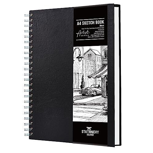 A4 Sketchbook, Hardcover Sketch Book with 200GSM Thick Paper Spiral Bound Sketch - Picture 1 of 10