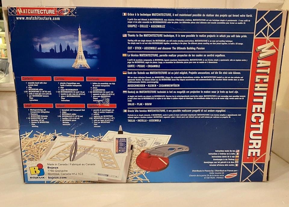 Vintage Matchitecture Eiffel Tower Paris Wood Building Kit Factory Sealed #6611 - Image 2 of 4