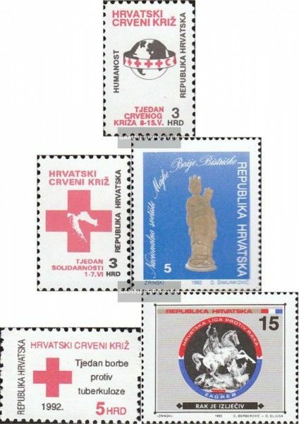 Croatie 1992 – Timbres Croix-Rouge Z21 à Z25 – Édition Complète MNH Avec Gomme Originale – Collection Philatélique Prophila