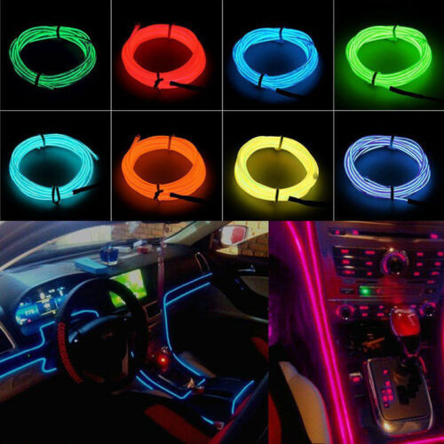 Universal Flexible Neon LED Light Glow EL Wire String Strip Rope Tube Car  Decor - Afbeelding 1 van 20