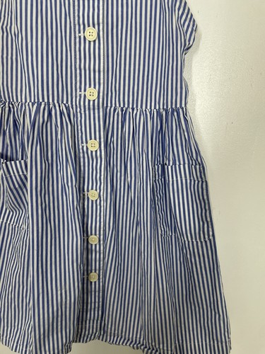 Crewcuts J. Crew Girls Sundress Button Front Detail Striped Blue White Size 6 - Picture 2 of 7