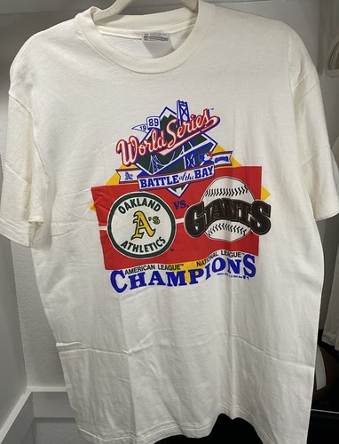 Vintage Battle Of The Bay Sz L 80s 90s World Series Athletics A's Giants Tee