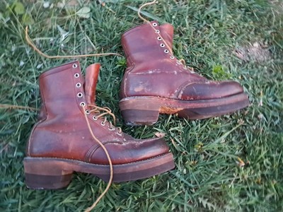 VTG Red Wing IRISH SETTER BOOTS 9D Shoe Red Lining 60s 70s Logger 