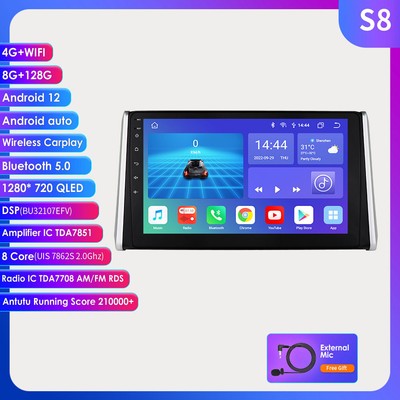 8GB+128GB For Toyota RAV4 2018-2020 Android 12 Carplay Car Stereo GPS DSP Radio
