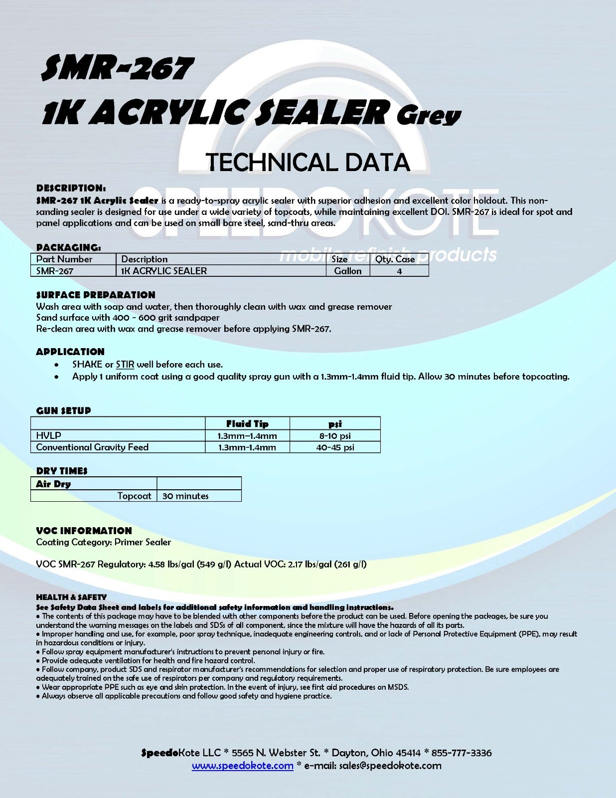 Acrylic Fast Dry 2.1 voc 1K Sealer Gray, one Gallon , SMR-267, Ready to Spray