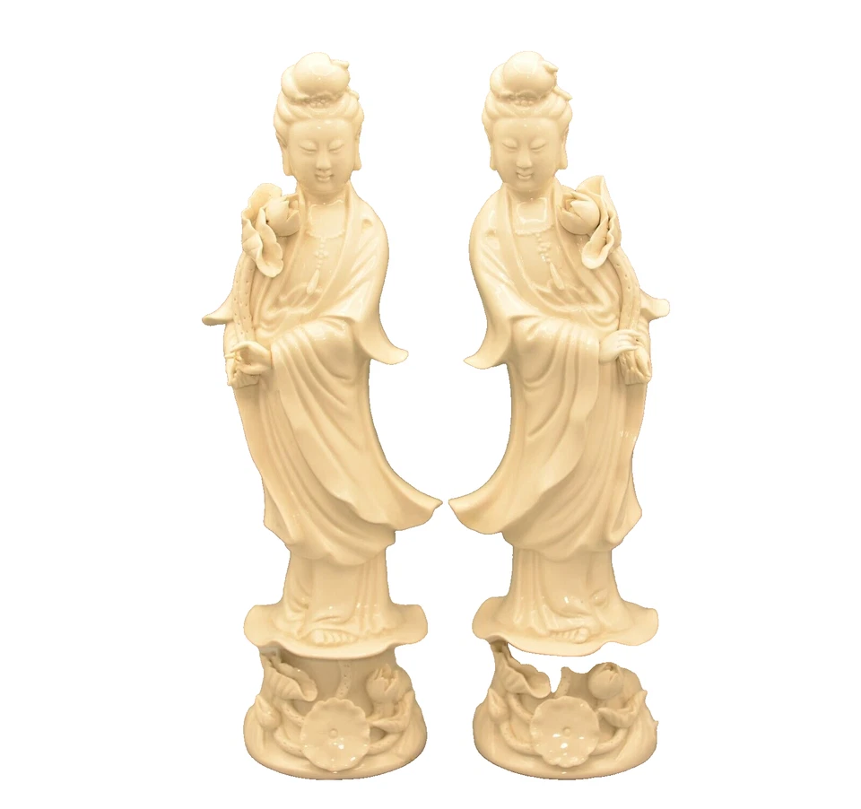 Estátuas antigas de porcelana chinesas Guanyin KwanYin Blanc DeChine - Imagem 3 de 4