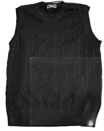 Club Room Herren Pullover Weste Zopfmuster Baumwolle schwarz Größe Medium