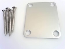 True Custom Shop  Matte Brushed Chrome Neck Plate/Screws for Fender Strat Tele