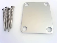 True Custom Shop® Matte Brushed Chrome Neck Plate/Screws for Fender Strat Tele 