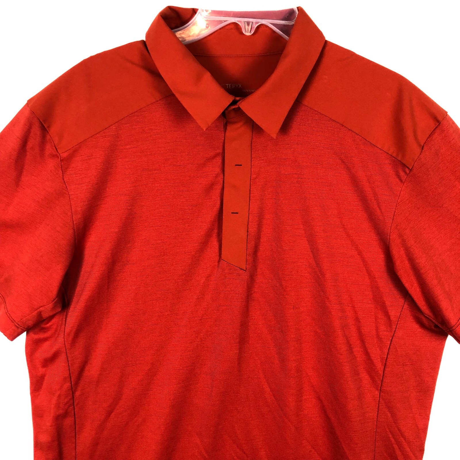 ARC'TERYX Polo Arcteryx A2B uomo XL 1 4 snap TRIM FIT misto lana arancione *FORI*