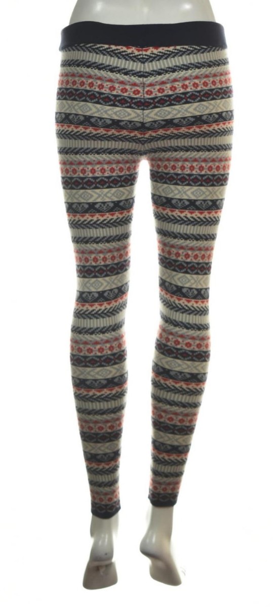 Forever 21 Womens Leggings Size S White Navy Printed Ankle Acrylic