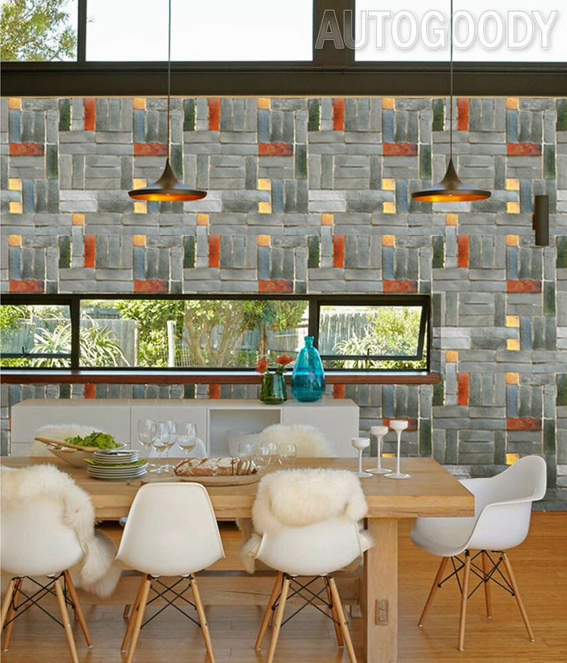 3ft x 50ft 3D Brick Stone Wallpaper Vinyl Film Sticker Faux VH 36" x 600" - Image 3 of 4