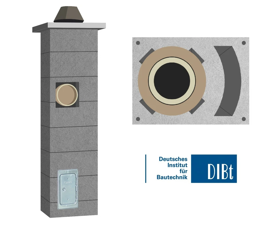 Schornstein mit Lüftung Z-Schacht Bausatz Kamin Keramik Esse massiv