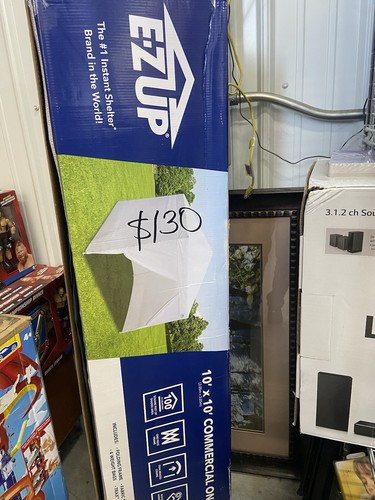 E-Z UP Instant Commercial Steel Framed 10' x 10' Canopy, White