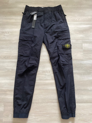 $440 New Authentic STONE ISLAND Patch Logo Stretch Cotton Navy Cargo Pants W-30