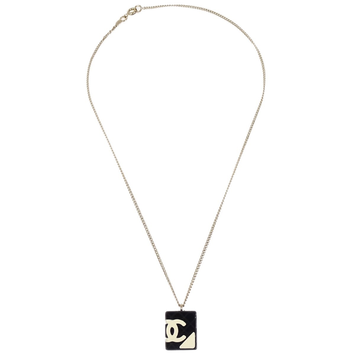 Chanel Cambon Ligne Chain Necklace Pendant Black 05C 163214 | eBay