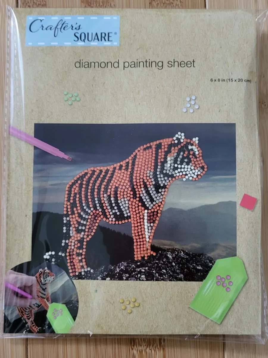 Stalking Tiger Diamond Painting Set by Wizardi. WD2408 Diamond Art Kit.  Large Diamond Painting Kit 