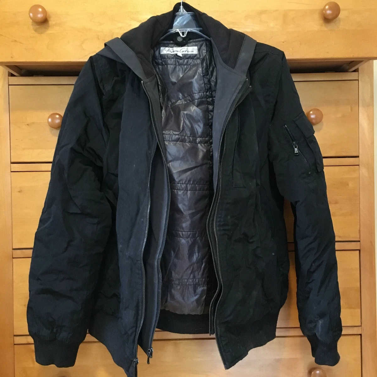 Kenneth cole reaction store leather jacket with hood