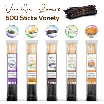 VANILLA LOVERS Incense Sticks 11'' Variety Pack Bulk 500 Wholesale Set