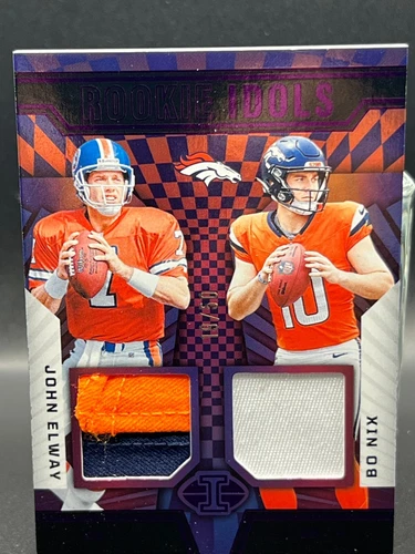 2024 Panini Illusions -Dual Memorabilia Elway, Bo Nix Purple #RI-EN/50 (MEM, RC)