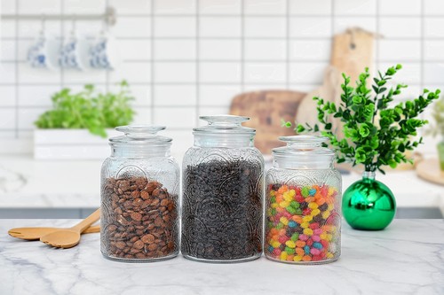 Food Storage Containers With Airtight Lids Retro Design Pantry Organization Glas - Picture 5 of 9