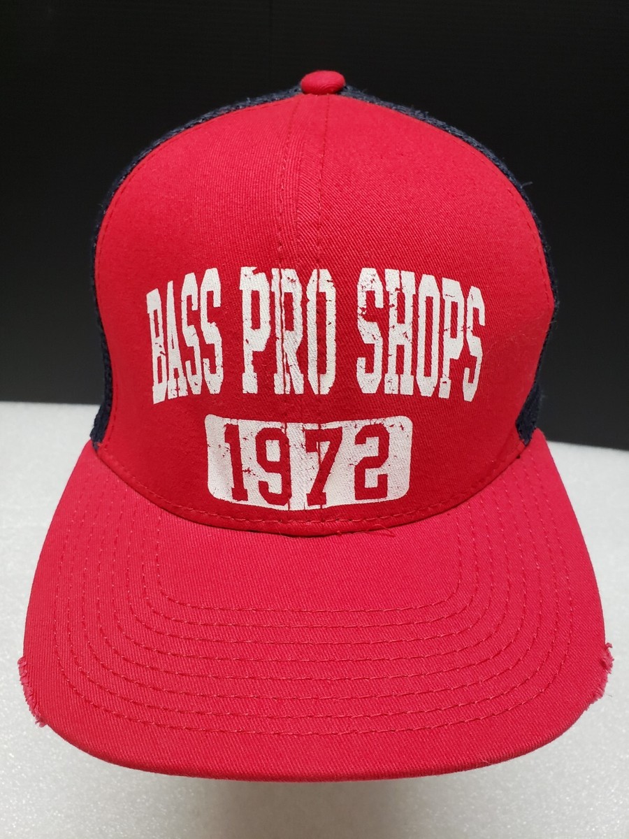 BASS Pro Shops エステート1972 帽子+フックのセット Bass Pro Shop Hat Cap Snapback 1972 Trucker Mesh Red Blue Fish