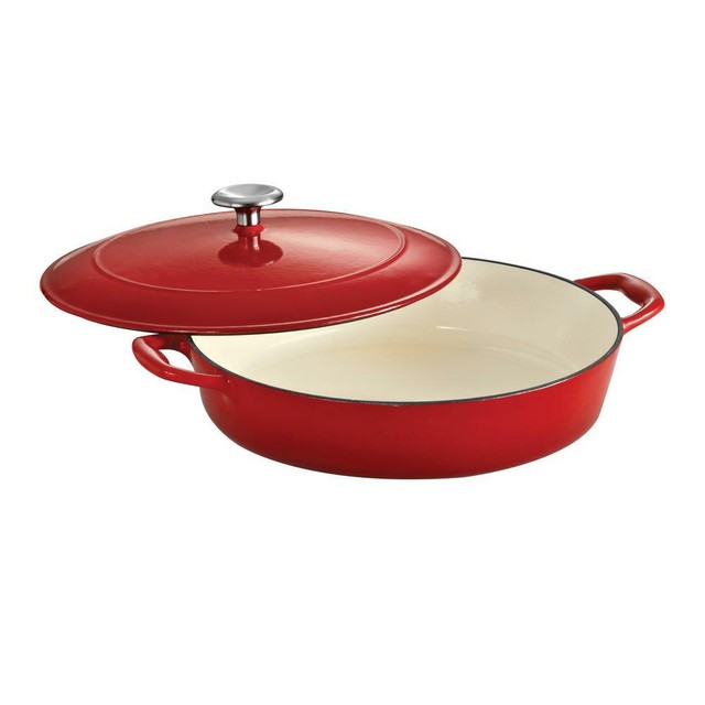 OvenSafe Braising Pan 4 Qt. CastIron Round Tilting Skillet Lid