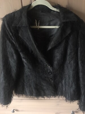Black  Fringe Jacket By Dutch Designer, Mart Visser, Sz M