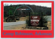 c1960 Camp Robinson Arkansas Vintage Postcard Front Gate Camp Joseph T. Robison