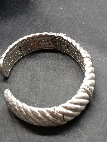 Vintage Judith Ripka Sterling Silver White CZ Wide Cuff Bracelet - Picture 4 of 9