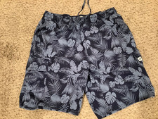 Trunks Surf  Swim Mens Swim Trunks Floral Blue Size M