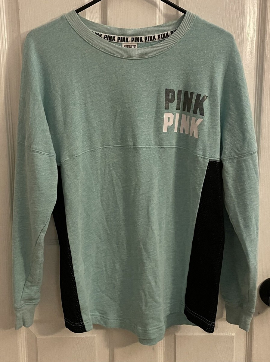 トップス r victoria secret PINK green long sleeve sweatshirt with mesh Size
