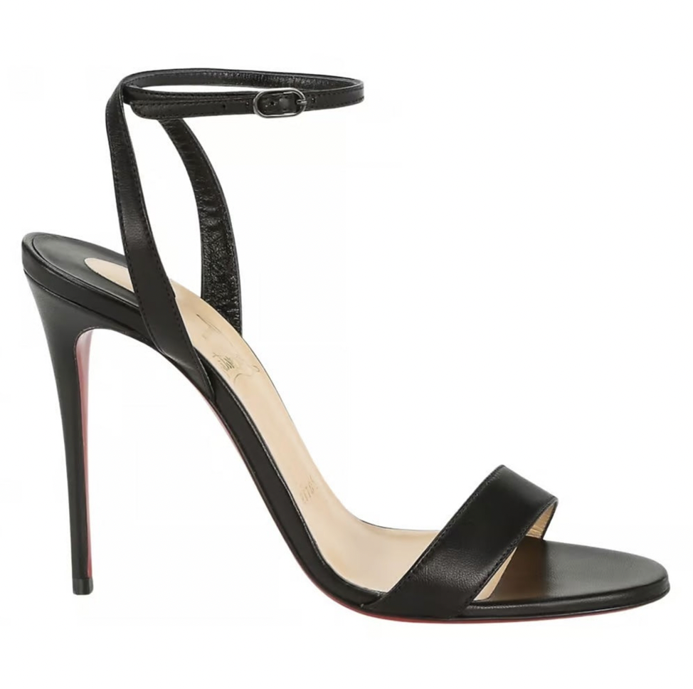 Christian Louboutin Loubigirl 100 Black Nappa Ankle Strap Sandal