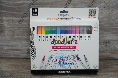 Zebra Doodlerz Dual Brush Pens 18/Pkg-Assorted