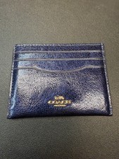 Coach Metallic Navy Blue Leather Card/CC Holder Lot 2832