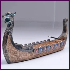 Dragon Boat Incense Stick Holder Burner Hand Carved Censer Ornaments Retro