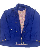 Peter Millar Women's Full Zip Lightweight Jacket Blue With Paisley Lining MEDIUM