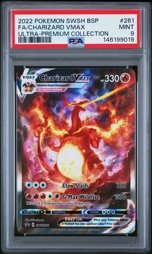 2022 POKEMON SWSH BLACK STAR PROMO #261 FULL ART/CHARIZARD VMAX PSA 9
