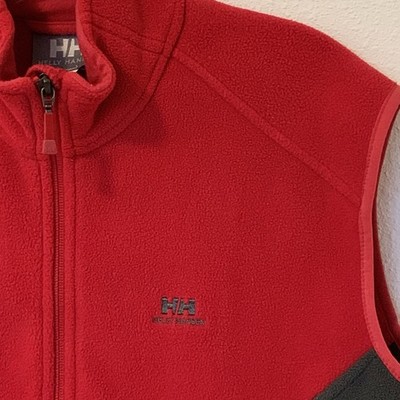 Helly Hansen Men s Fleece Vest Red Gray Full Zip Pockets Gorpcore Outdoors Small